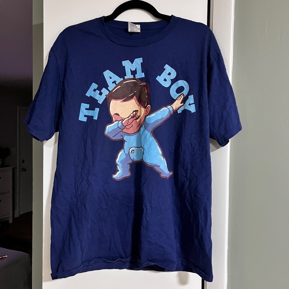 Team boy gender reveal shirt
